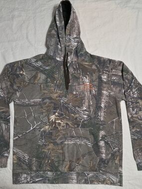 Realtree Camo Hoodie in Brown and Green with Dark Brown Drawstrings